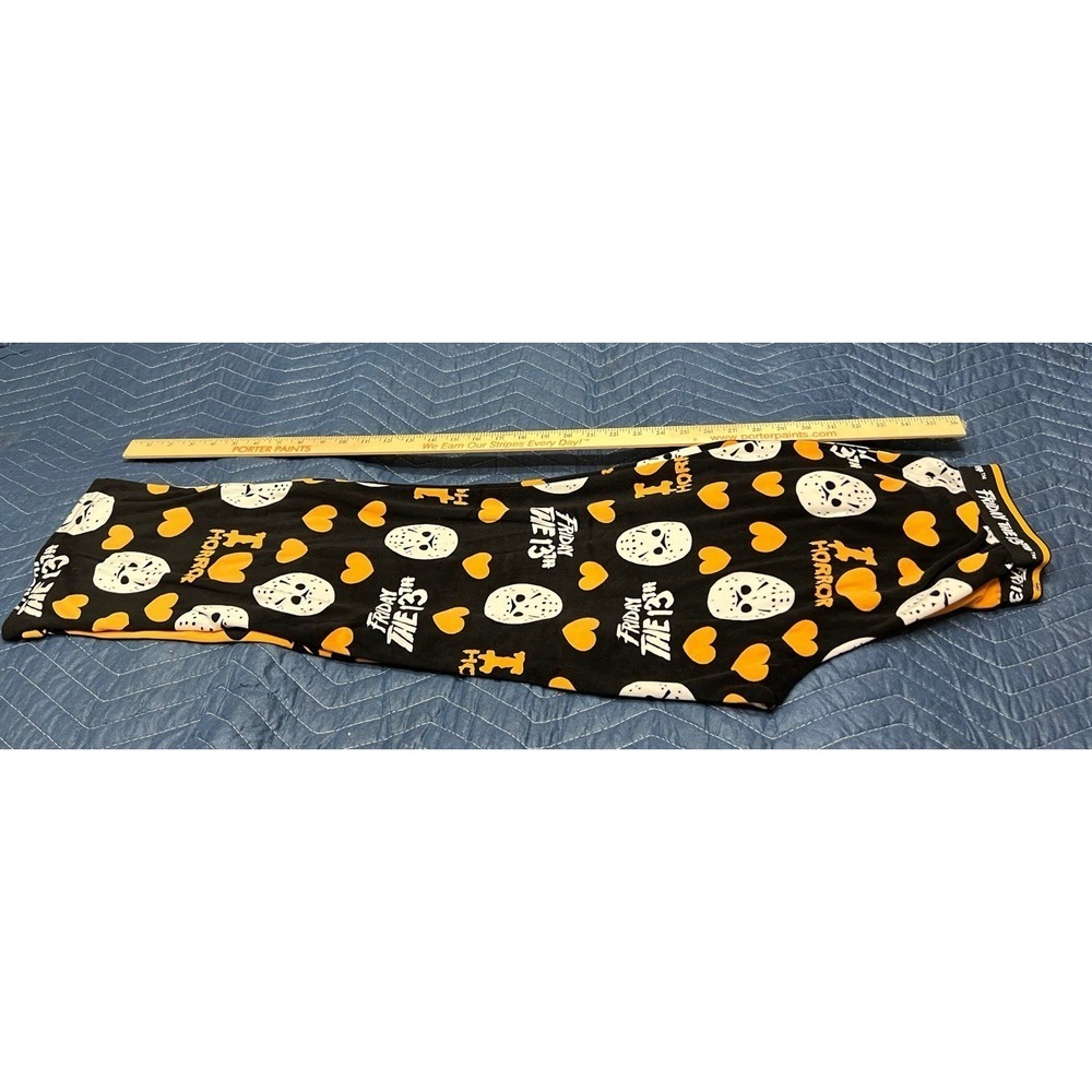 Friday the 13th I Horror Pajama Pants Split Leg Orange Black Jason S (4-6)‎